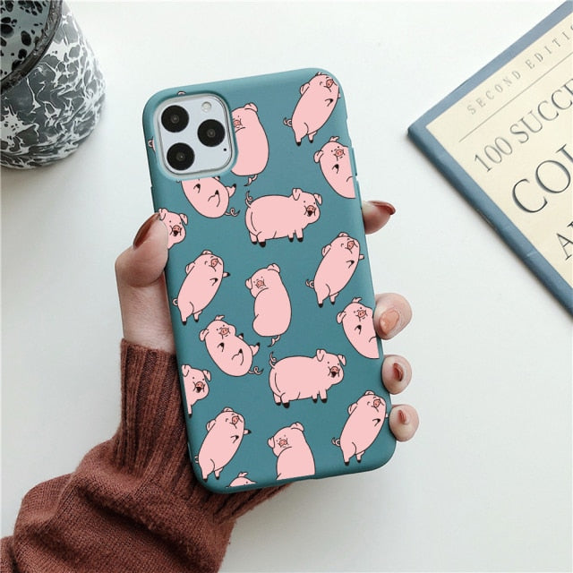 Cartoon Silicone Phone Case for iPhone 12 13 Pro Max 6 XR XS Soft TPU Candy Cases for iPhone 11 7 8 Plus SE2 Cover