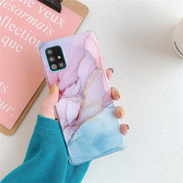Luxury Marble Case Samsung Galaxy S20 FE Note 20 Ultra A51 A71 S10 Note 10 Plus A50 A10 A20 S21 S22 Silicon Shockproof Cover