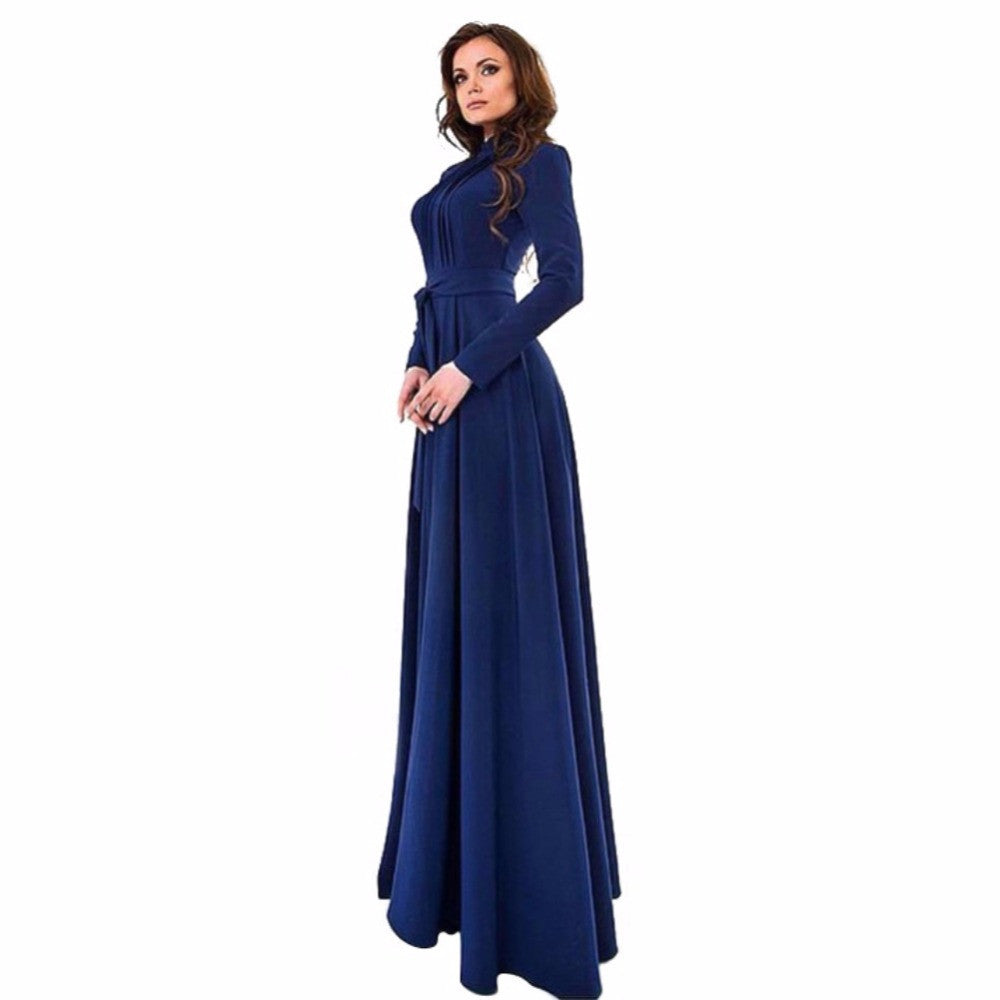 Online discount shop Australia - Lady Dresses Women Chiffon Long Sleeve Slim Fit Dress Party Long Maxi Gown Dresses