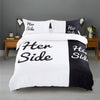 Online discount shop Australia - Her Side His Side bedding sets Queen/King Size Couple double bed Black&white 3pcs/4pcs Bed Linen Couples Duvet Cover Set