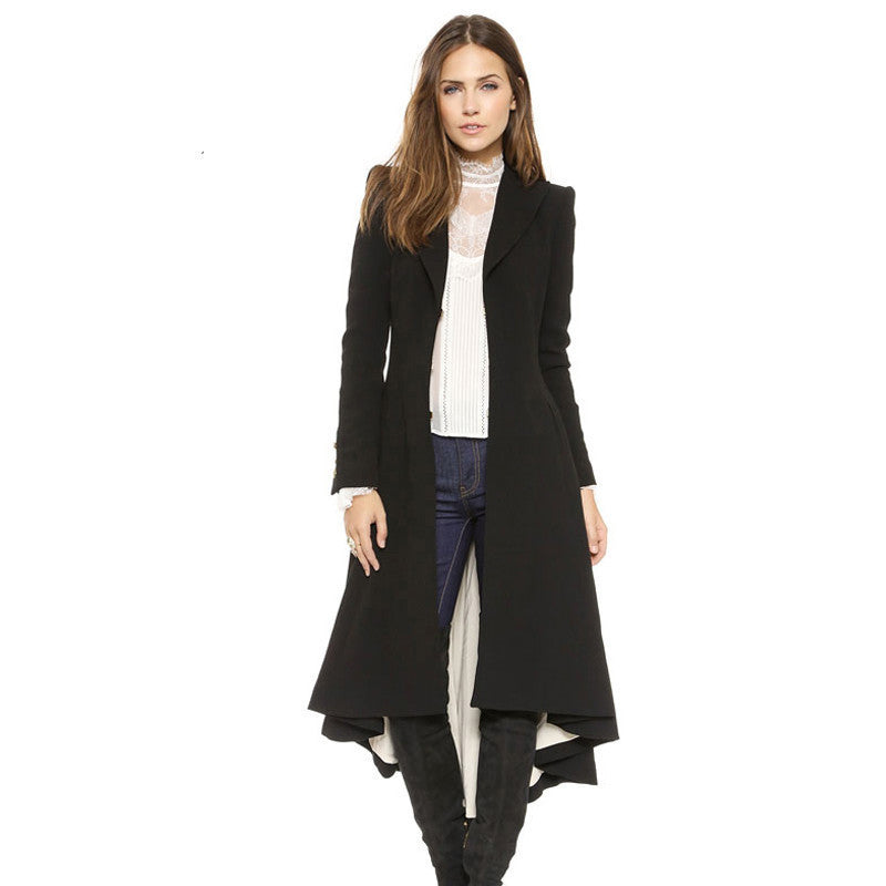 Online discount shop Australia - Dove tail Victoria office lady long coats Pleated slim fashions women trench outwears for Women Outwear