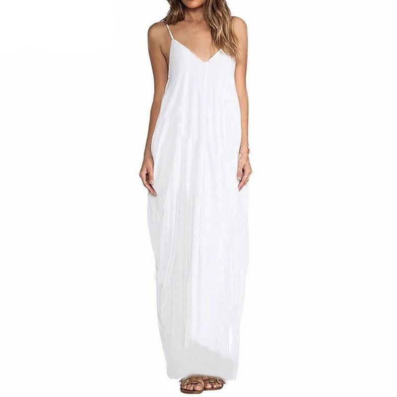 ZANZEA Summer Vestidos Women Dress Boho Strapless V-neck Sleeveless Baggy Long Maxi Dresses Sundress Beach Plus Size