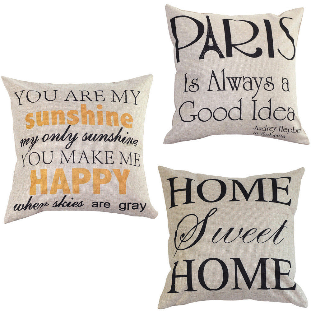 Online discount shop Australia - Low Price "You are my Sunshine "Cotton Linen Leaning Cushion Throw Pillow Covers Pillowslip Case Good Design 45*45 cm