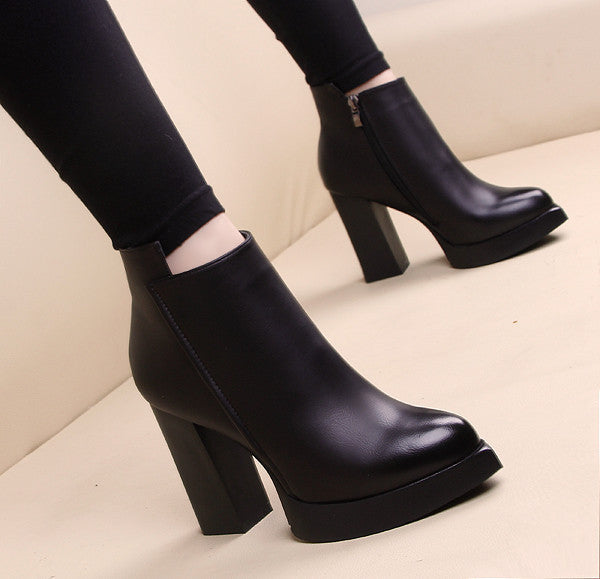 Online discount shop Australia - High Heel Boots Pointed Martin Boots Short Thick With Short Boot Women's Shoes sys-809