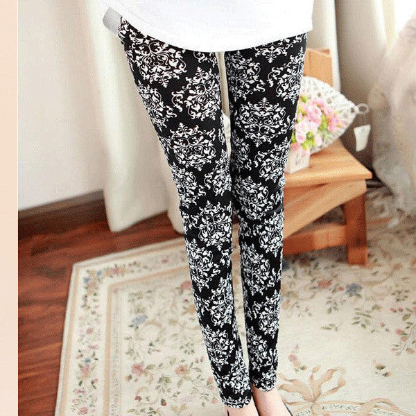 Online discount shop Australia - Multi Patterns Women Skinny Legging Pant Stripe Grid Porcelain Geometry Pencil Legwear