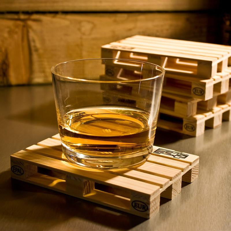 Set of 4 Miniature Pallet Wood Beverage Coasters Drink Wine Glasses Beer Bottle Whiskey Glass Cup Mat Cold Drinks Table Mat