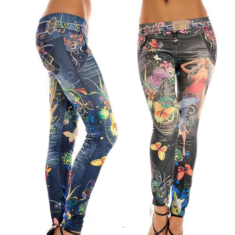 Women Leggings Jeggings Pants Women Leopard Belt Colorful Printed Leggings