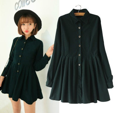 Online discount shop Australia - Japanese Korean Style College School All Match Corduroy Dress Lady Long Sleeve Sweet Navy Fashion Dress Women Winter Dress