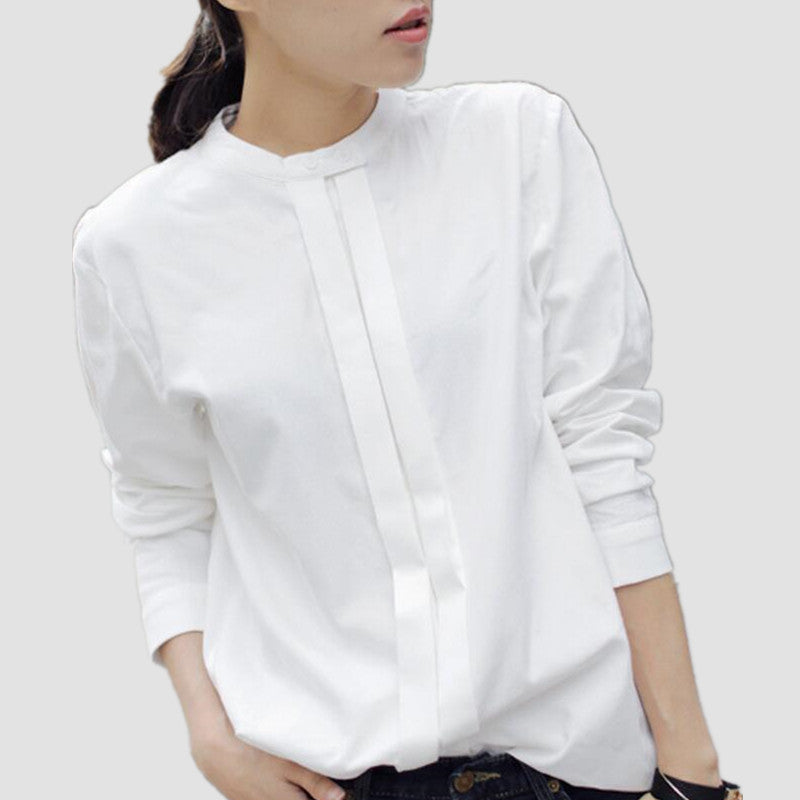 Women Shirts Blouses Korean Plus Size Elegant Ladies OL Cotton Long Sleeve White Shirt for Women
