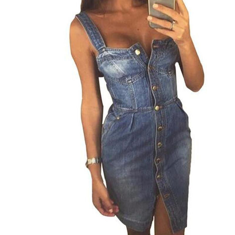 backless denim dress Women vintage bodycon summer dress Beach party short dresses casual blue