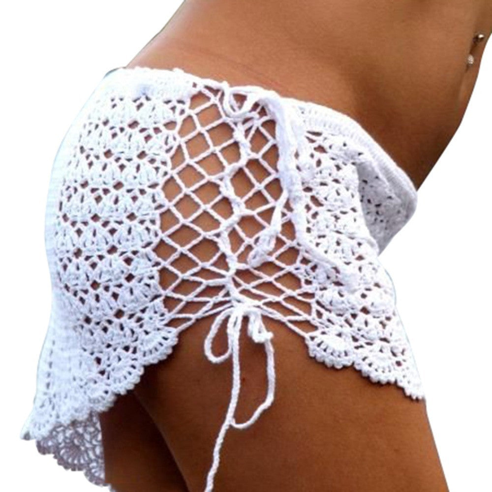 Online discount shop Australia - Fashion Women Bikini Bottoms Cover Up Lace Crochet Skirts Beachwear White