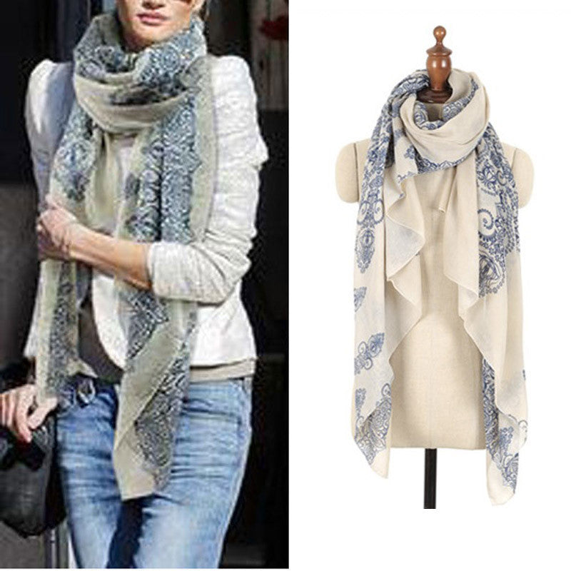 Online discount shop Australia - 160*70cm High quality Blue and White Porcelain Style Thin Section the Silk Floss Women Scarf Shawl
