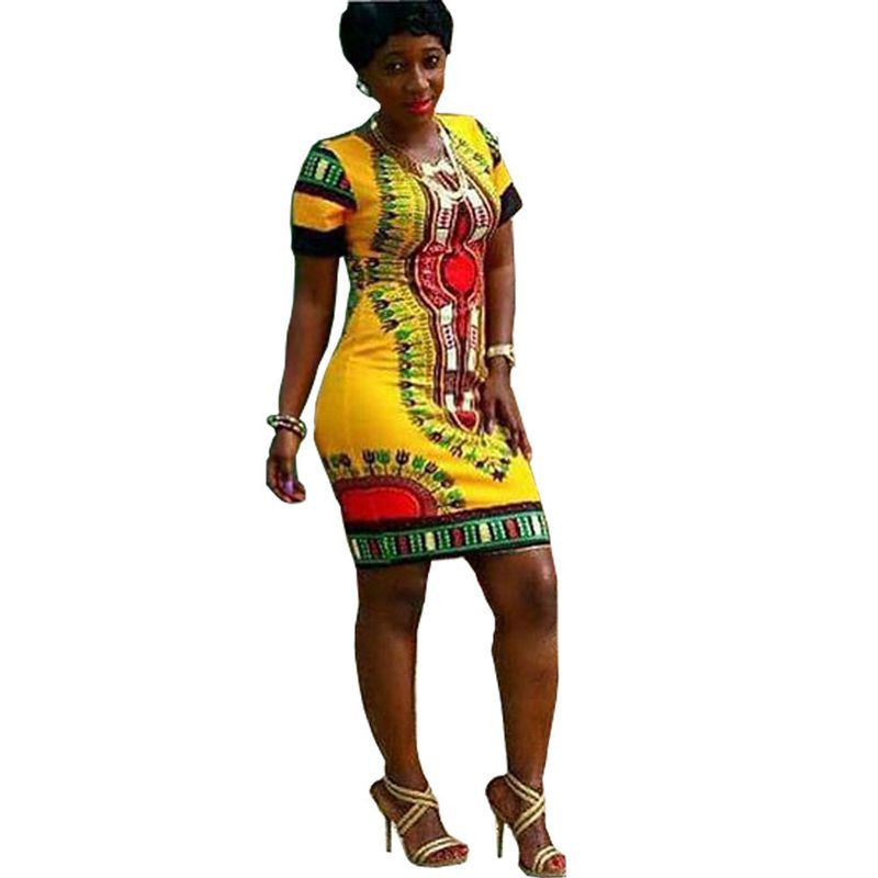 Online discount shop Australia - Dress Sexy Mini African Tranditional Print Dashiki Dress Ladies Dresses Folk Art African Women Dress Clothing