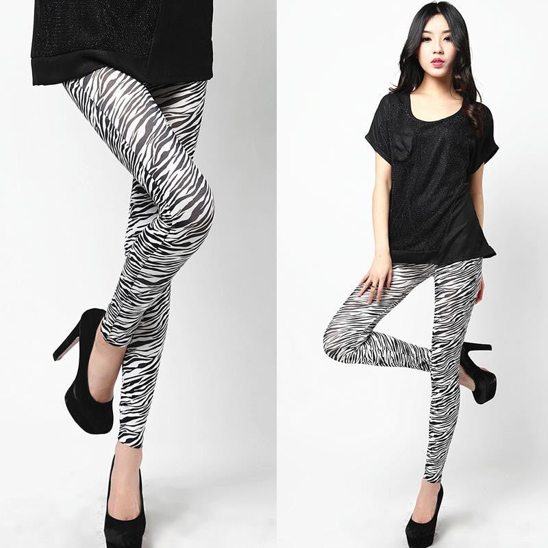 High Waist Patterned Stripe Fitness Brand White Zebra Stripe Leggings For Women leggings L033526