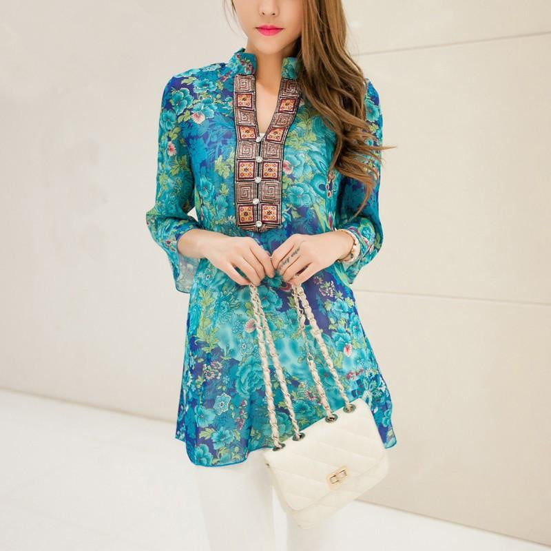 women blouse bohemian indian tops summer blusas 5XL embroidery long shirt blouse dress ladies blouses shirts