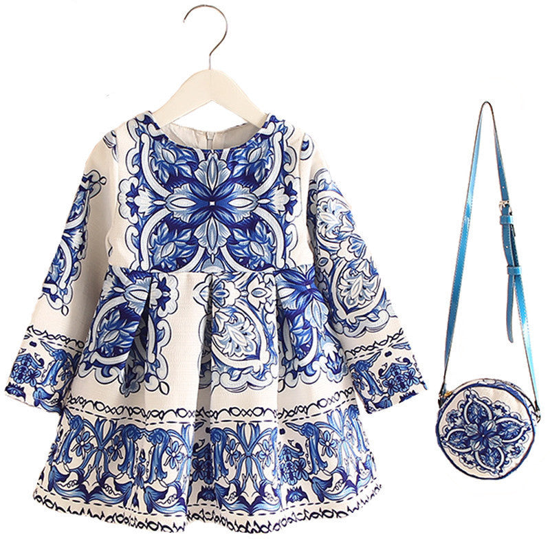 Online discount shop Australia - 2-8years Dress + Bag/set New Cute Kids Baby Girl Fall Long-Sleeve Perfume Princess Flower