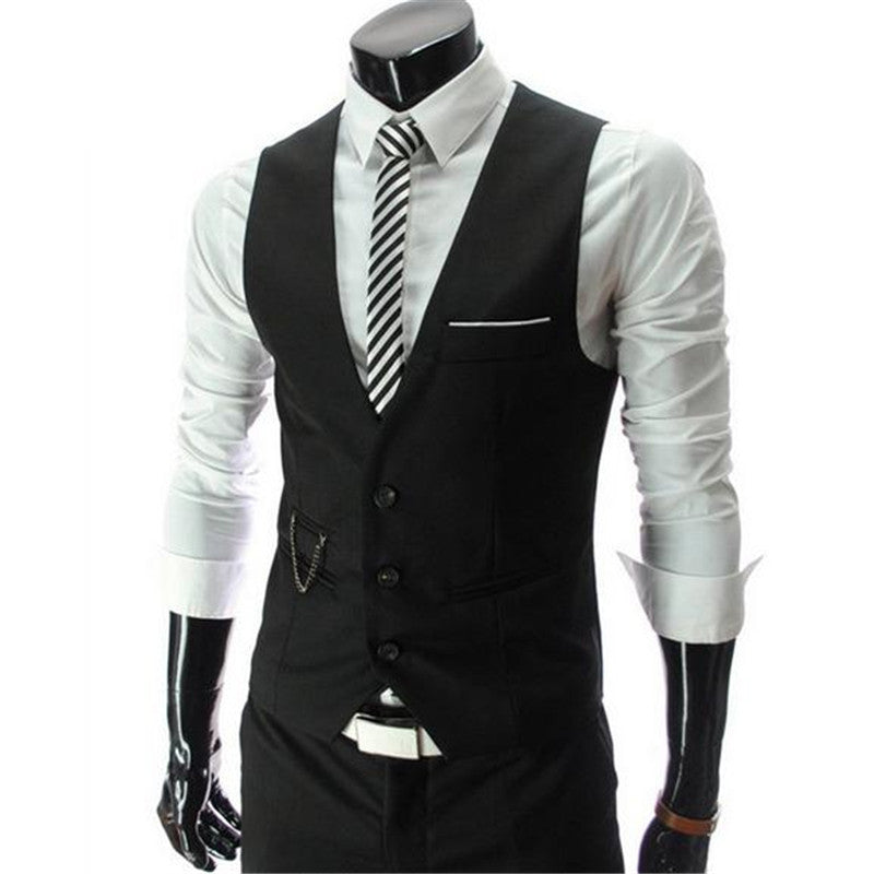 Online discount shop Australia - Men's Slim Fit Dress Suit Vest Waistcoats, Men Gilet Colete Fashion