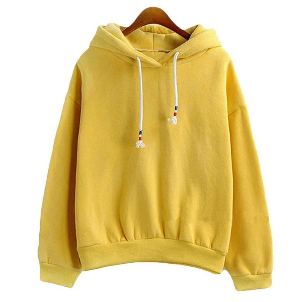 Women Hoodies Sweatshirts Long Sleeved Thick Casual All-match Solid Leisure Hooded Hoodie Loose Tops