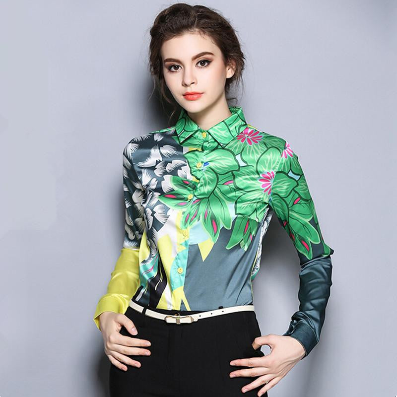 Women's Temperament Printing Floral Blouses Shirts Casual Chiffon Clothing Tops Women Blouses Shirts