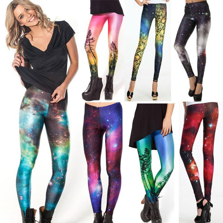 Women Colorful Universe Leggings Galaxy Space Print Leggings Pants Elasticity Fashion Quickly Drying Capris