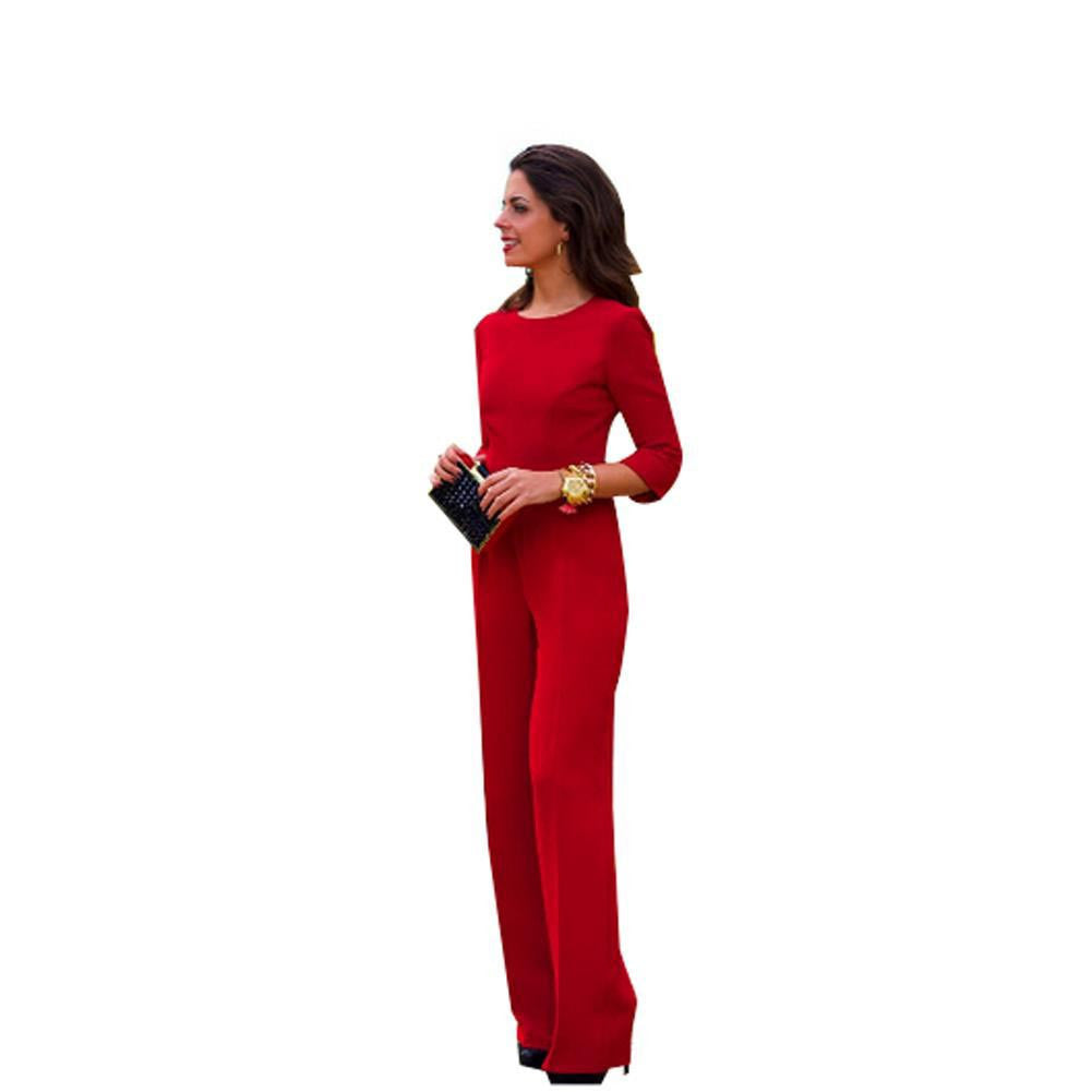 Online discount shop Australia - High Quality Long Jumpsuits Red Maxi bodysuit Overalls Backless Women Jumpsuits ladies  For Women