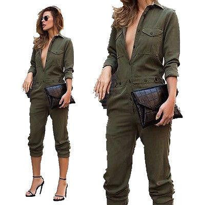 Online discount shop Australia - 6 8 10 12 14 Womens Slim OL Playsuit Ladies Romper Long Sleeve Jumpsuit Pants