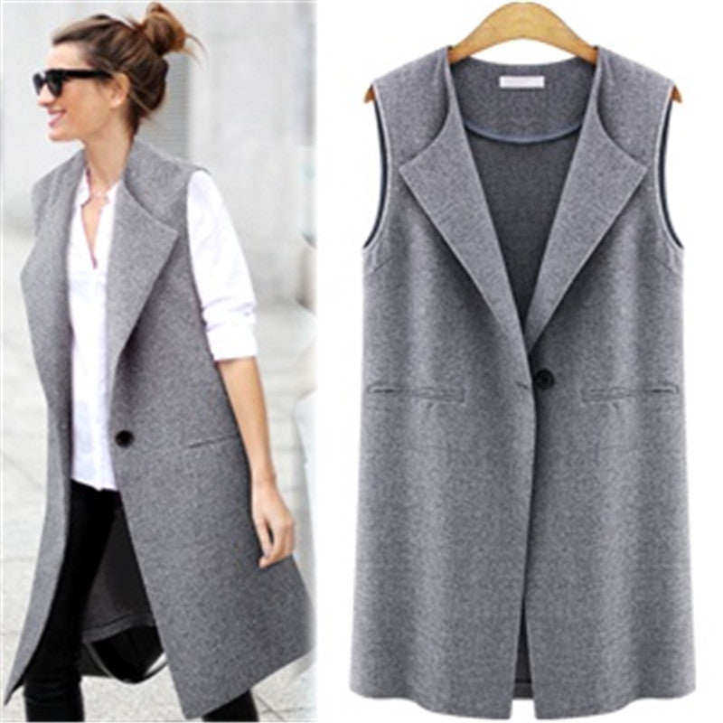 Online discount shop Australia - Female Vest Single Button Brief Women's Vests Sleeveless Coats Female  Waistcoat Turn-Down Collar Casual Vest