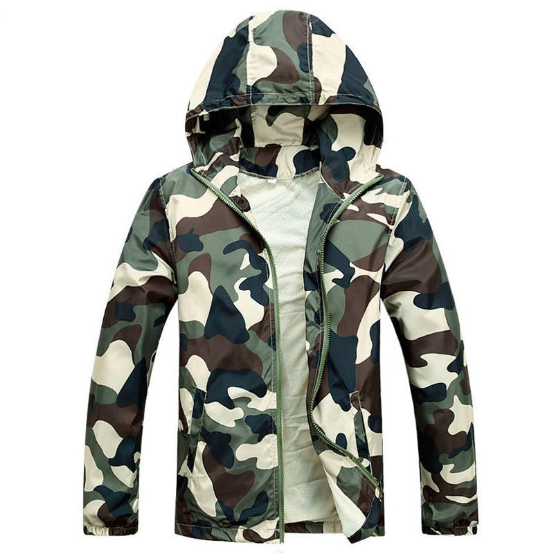 Online discount shop Australia - Men Fashion Camouflage Jacket Tide Male Hooded Thin Sunscreen Coat MWW170