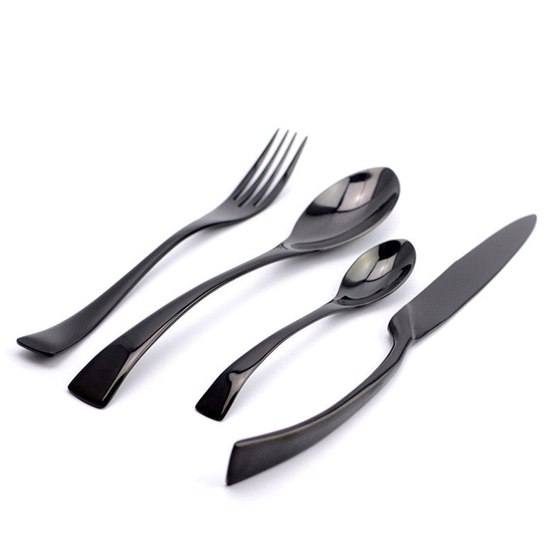 Online discount shop Australia - Black Cutlery Set Stainless Steel Flatware Western Food Tableware Sets Fork Steak Knife Tea Dinnerware Set