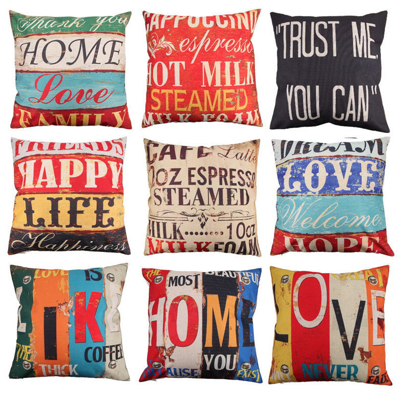 Online discount shop Australia - 9 Styles 45x45cm Cotton Linen Quote Cushion Cover Cover Creative letters Pattern Day Gift Pillow case Throw Pillow Cover
