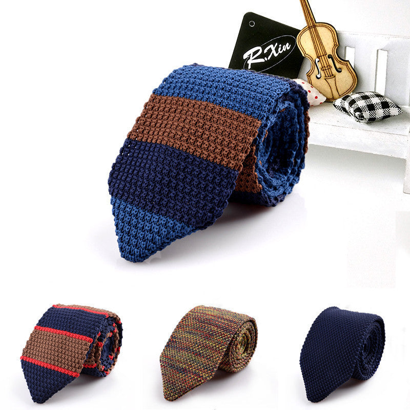 Fashion Male Brand Slim Knitted Ties Neck Ties Cravate Narrow Skinny Neckties For Men Striped Ties