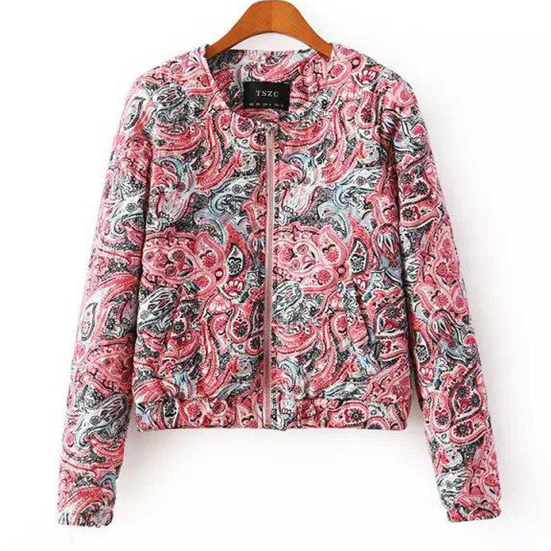 Floral Printed Ladies Jackets Women Coats And Jackets Long Sleeve Cotton Women's Coat 6332