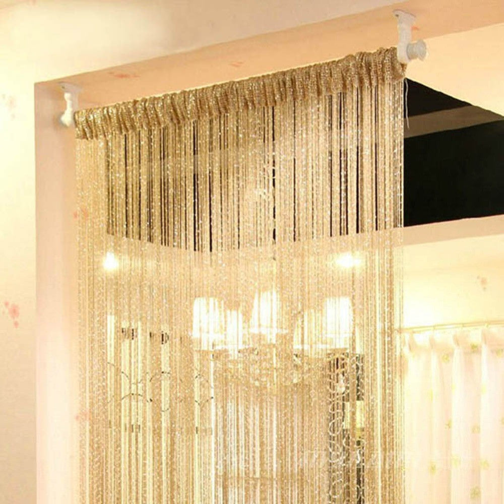 Online discount shop Australia - Curtain New Style Silver Silk Curtain Living Room/Door/Window Partition Sheer Curtain