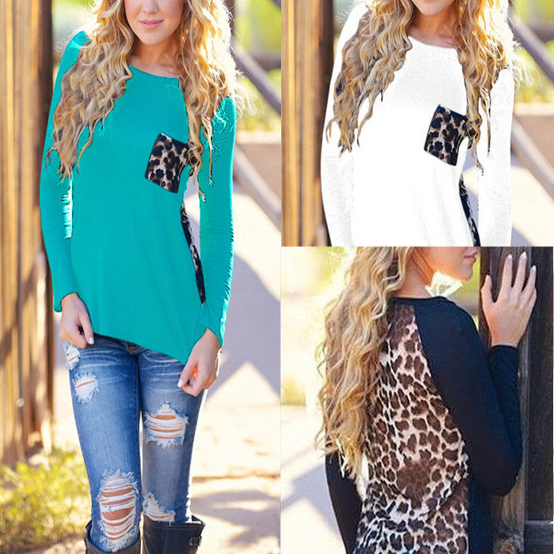 Online discount shop Australia - Fashion Women Girl Trendy Popular 3 Colors S-XXL Long Sleeve Blouse Leopard Tops Shirt Plus Size