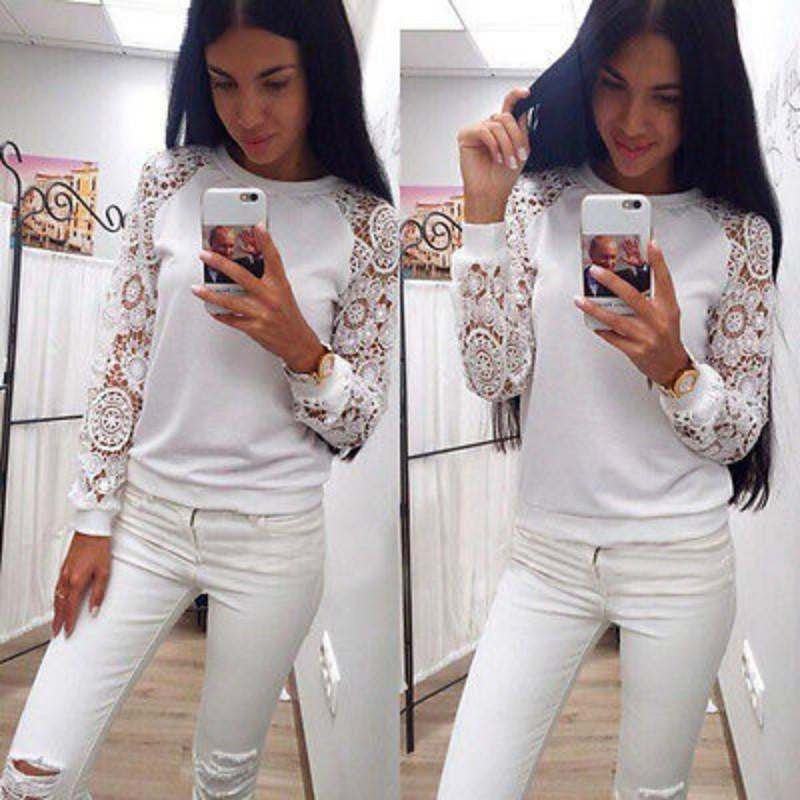 Women Blouses Shirt Tops Women Long Sleeve Lace Blouse Warm Cotton Shirt White Plus Size Women Blouse Top 1PC