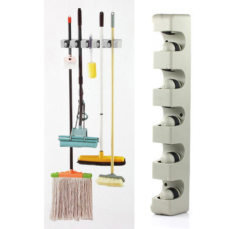 Online discount shop Australia - Kitchen Organizer Wall Shelf Mounted Hanger 5 Position Kitchen Storage Mop Brush Broom Organizer Holder Tool