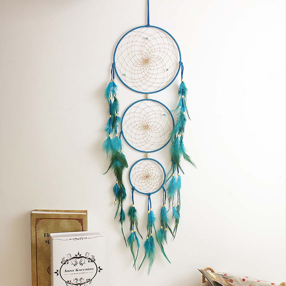 Online discount shop Australia - Handmade Blue Dream Catcher Net with feathers Wall Hanging Dreamcatcher Craft Gift
