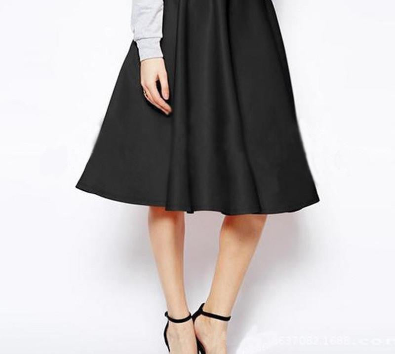 Womens Skirts Elegant Solid High Wasit Slim Chiffon Pleated A-line Knee-length Skirt Female Skirts Plus Size