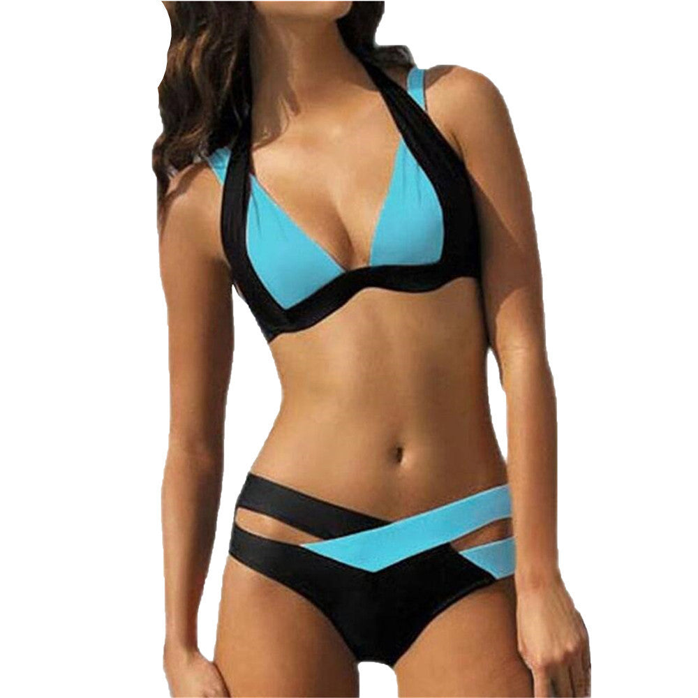 Online discount shop Australia - Mix color sexy two piece adjust bust Style Bikini Set Push Up Swimsuits Swimwear Cross Bandage Bathing Suits