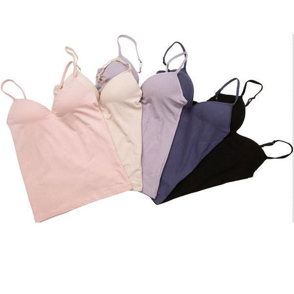 Women V Neck Tank Tops Ladies Padded Straps Push Up Bra Vest