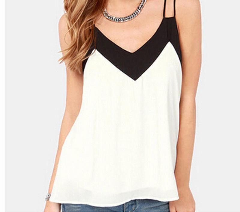 Style Women Sleeveless Halter Blouses Casual Vest Loose Chiffon Blouse V Neck Tank Tops Plus Size