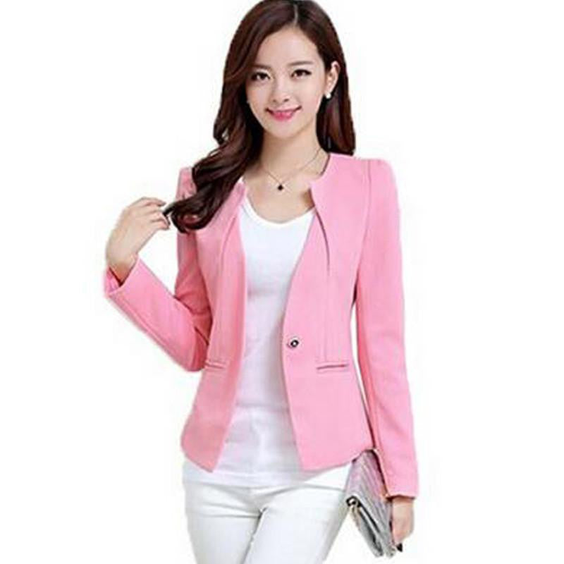 Women Slim Blazer Coat Fashion Casual Jacket Long Sleeve One Button Suit Ladies Blazers Work Wear