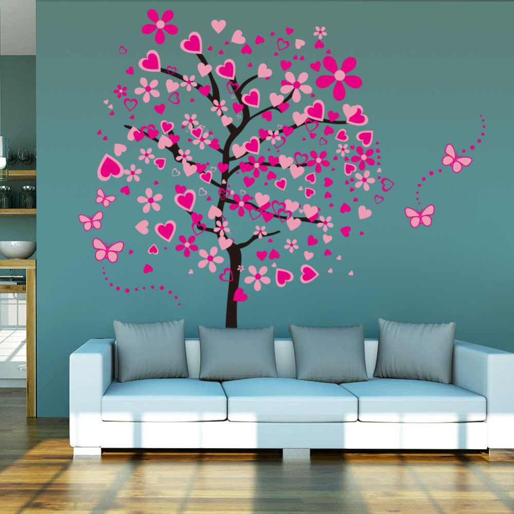 Online discount shop Australia - New Arrival DIY Large Wallpaper For Pink Butterfly Flower Tree Living Room Bedroom Backdrop Home Decor Wall Stickers 60*90cm*2