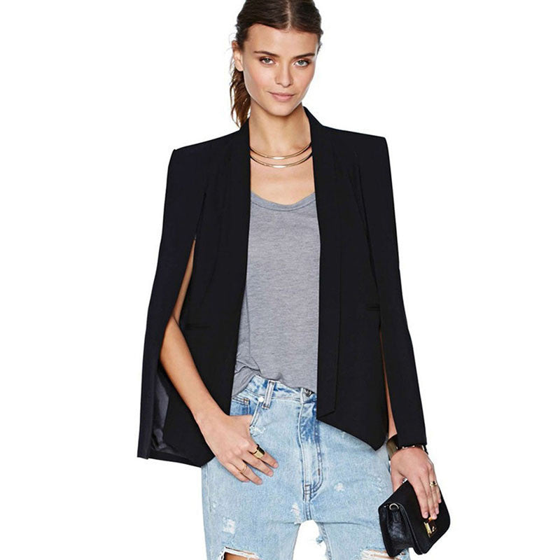 Online discount shop Australia - Fashion Women Long Sleeve Lapel Cape Casual Split Poncho OL Jacket Cloak Coat Blazer Suit