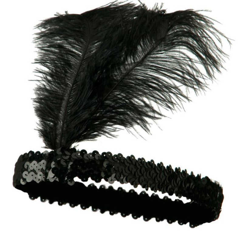 Online discount shop Australia - Feather Headband 1920's Flapper Sequin Headpiece Costume Head Band Party Favor