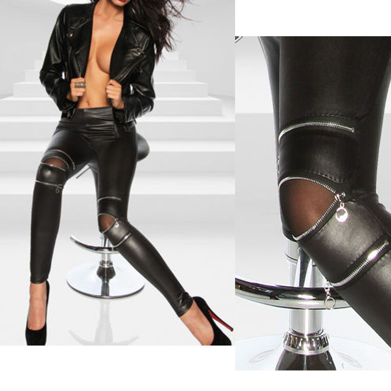 Online discount shop Australia - Fashion Women Classical Slim Skinny Fit Sexy Zip Faux Black Leather Leggings Pants New