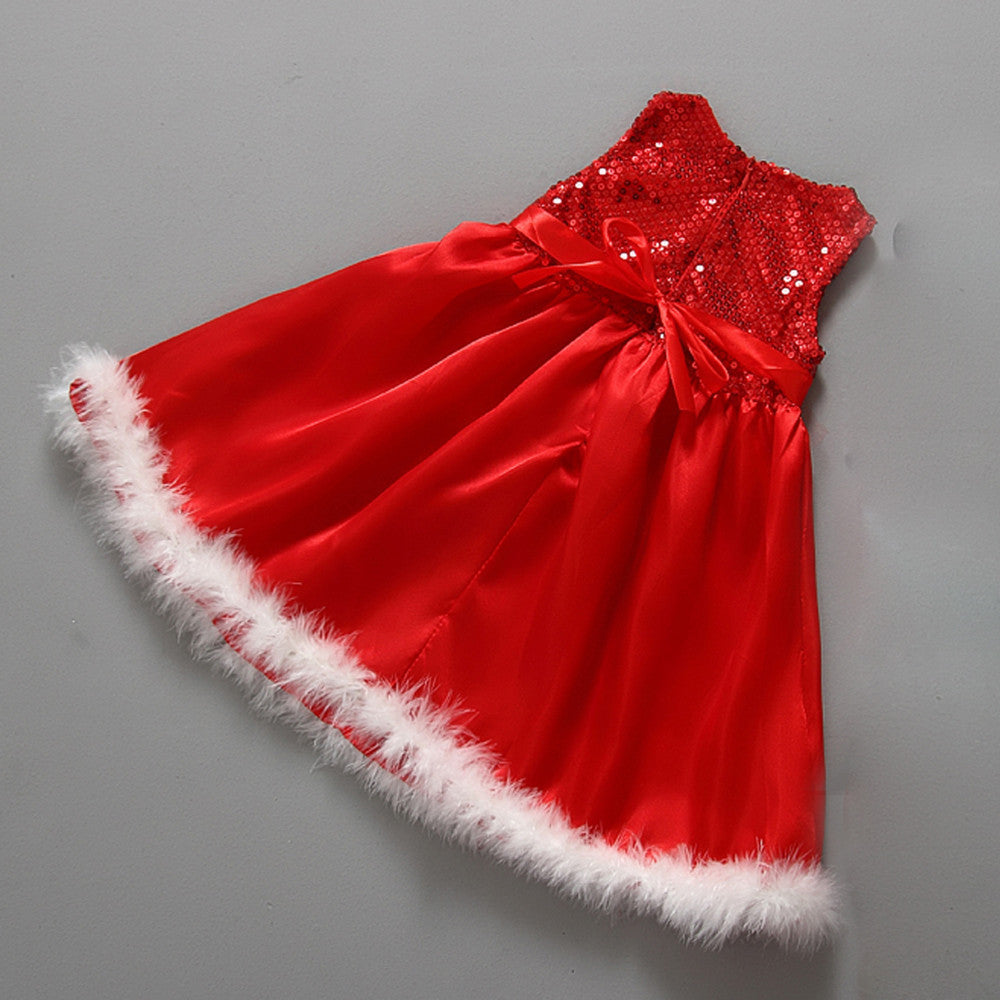 Online discount shop Australia - Fashion Sleeveless Girls Dress Baby Christmas Dress Girl Clothes Red Paillette Tutu Baby Girl Dresses