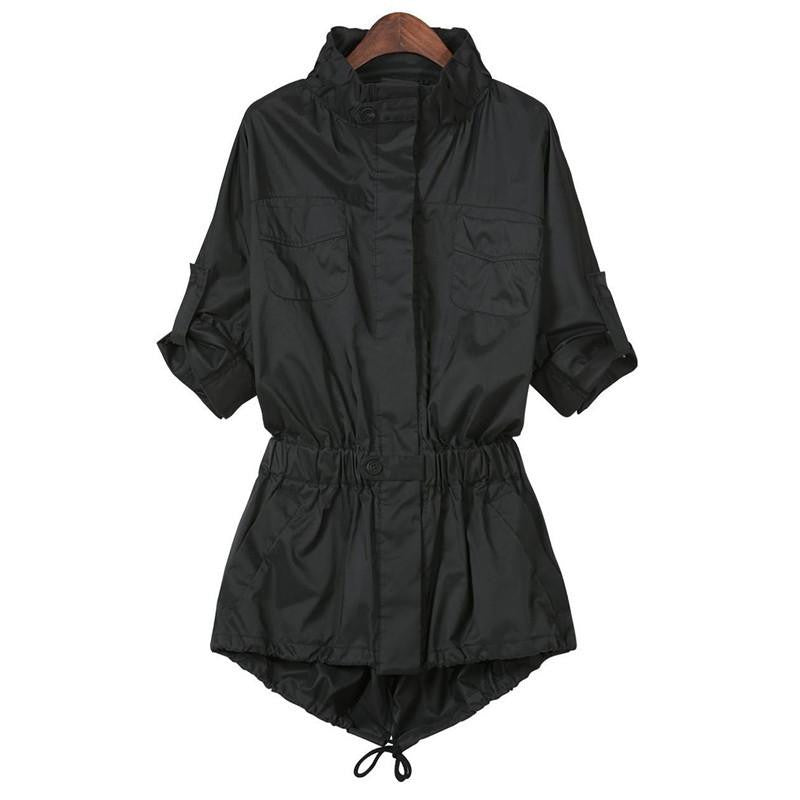 Style Ladies Single Breasted Long Trench Slim Black Long Sleeve Pokets Women's Outwear Trench Coat For Women Xxxxl