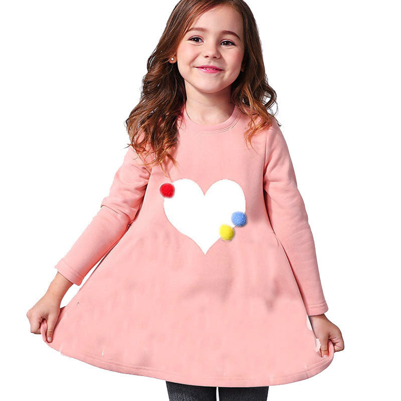 Online discount shop Australia - 2-8age girl dress girls long sleeves fall princess dress O-neck red navy girl clothes children heart clothing