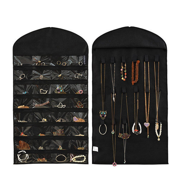 Online discount shop Australia - 32-pocket 18 hook-and-loop tabs Hanging Jewelry Organizer Dual Sides Space-saving Household Accessory Jewelry Closet Dress Bag